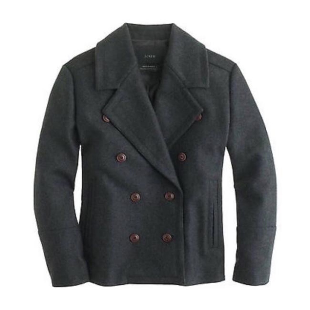 NWOT J.Crew Melton Wool Charcoal Grey Peacoat
